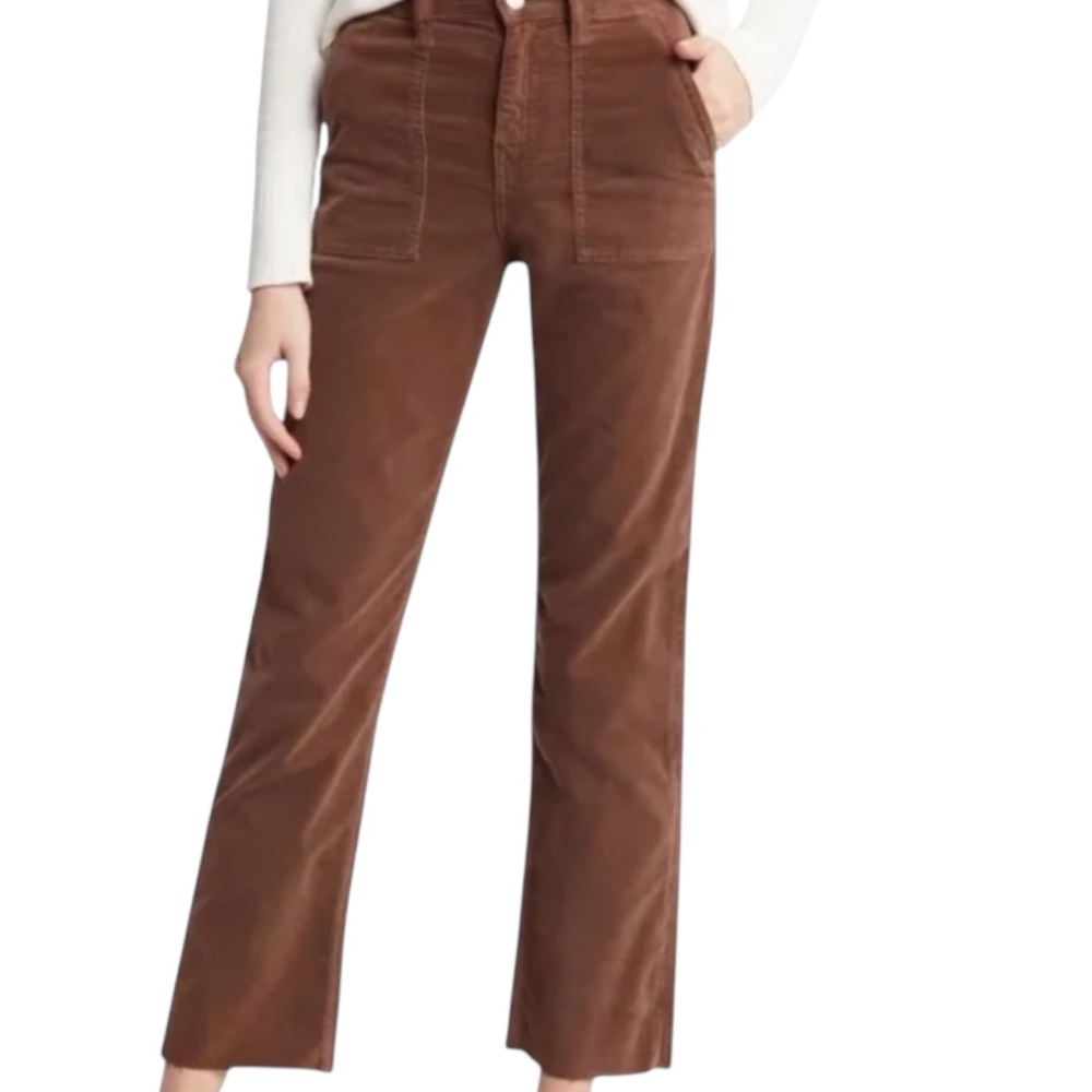 MAVI Shelia High Waist Raw Hem Crop Flare Corduroy Pants in Rain Drum